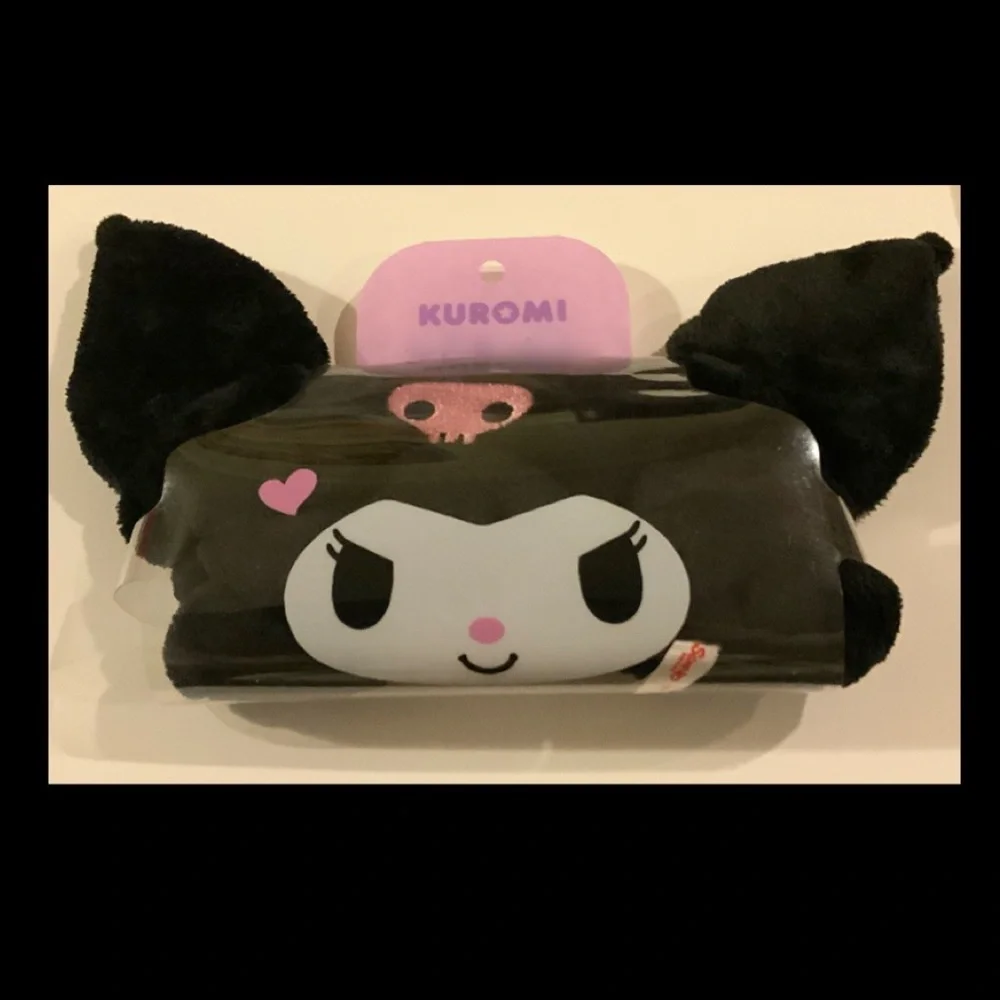 Kuromi Plush Spa Headband Hair Wrap Black Pink NWT